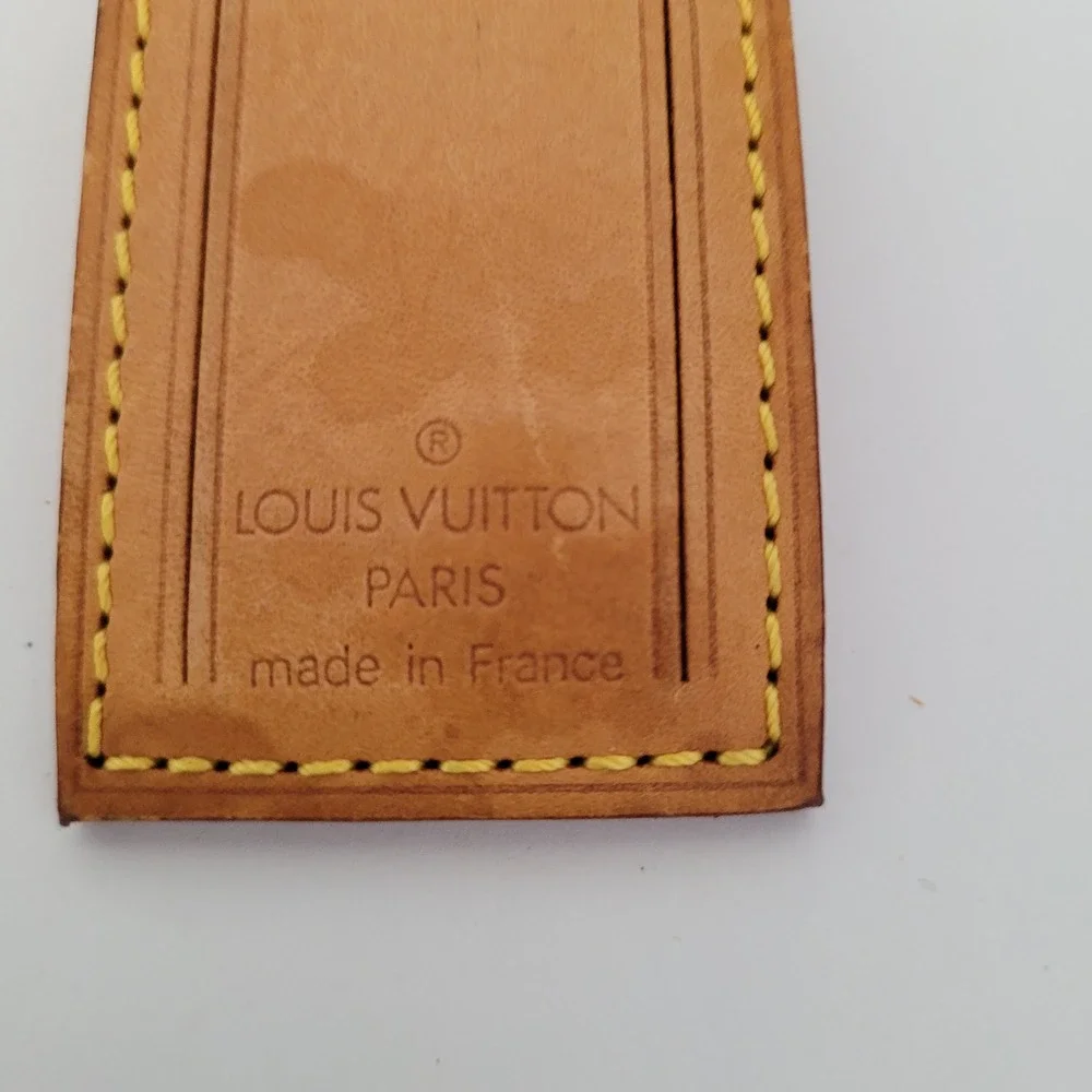 Louis Vuitton Vachetta Leather Luggage Tag Tan Brown Travel Accessory France